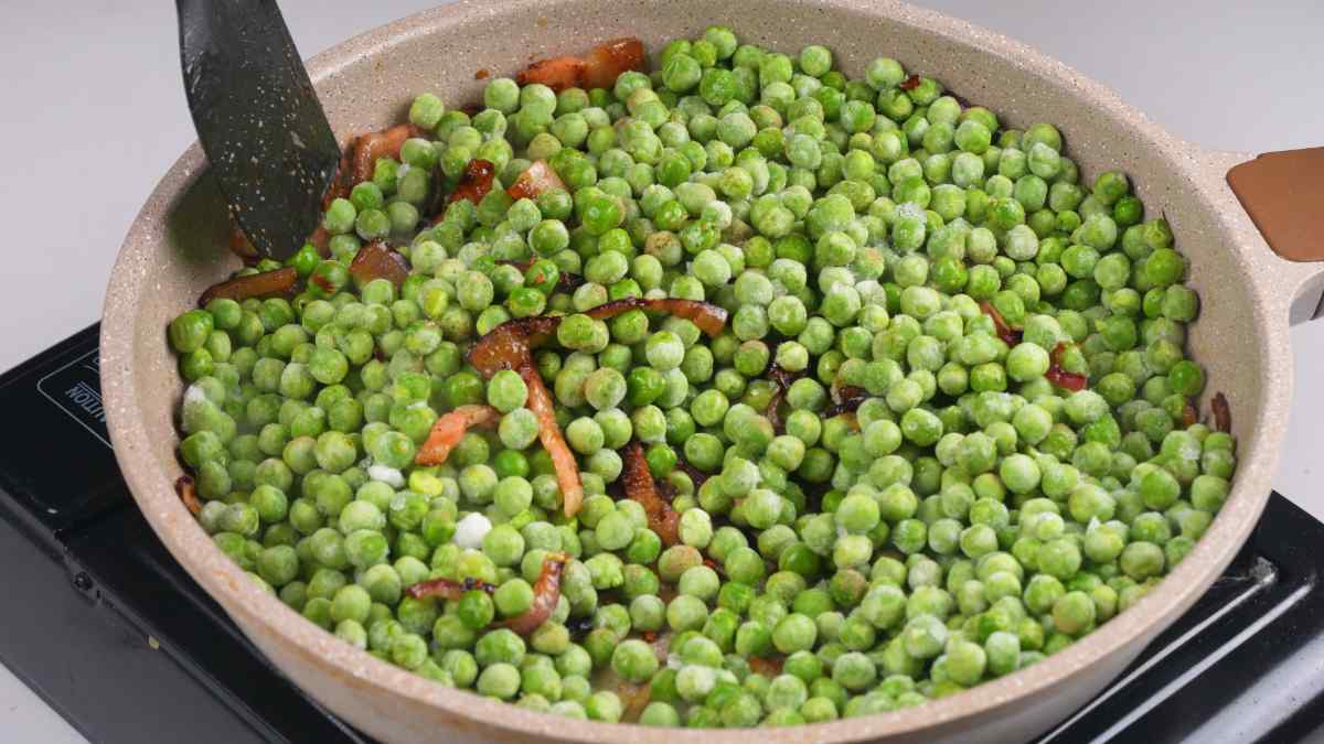 Sauteed Peas onions and pancetta