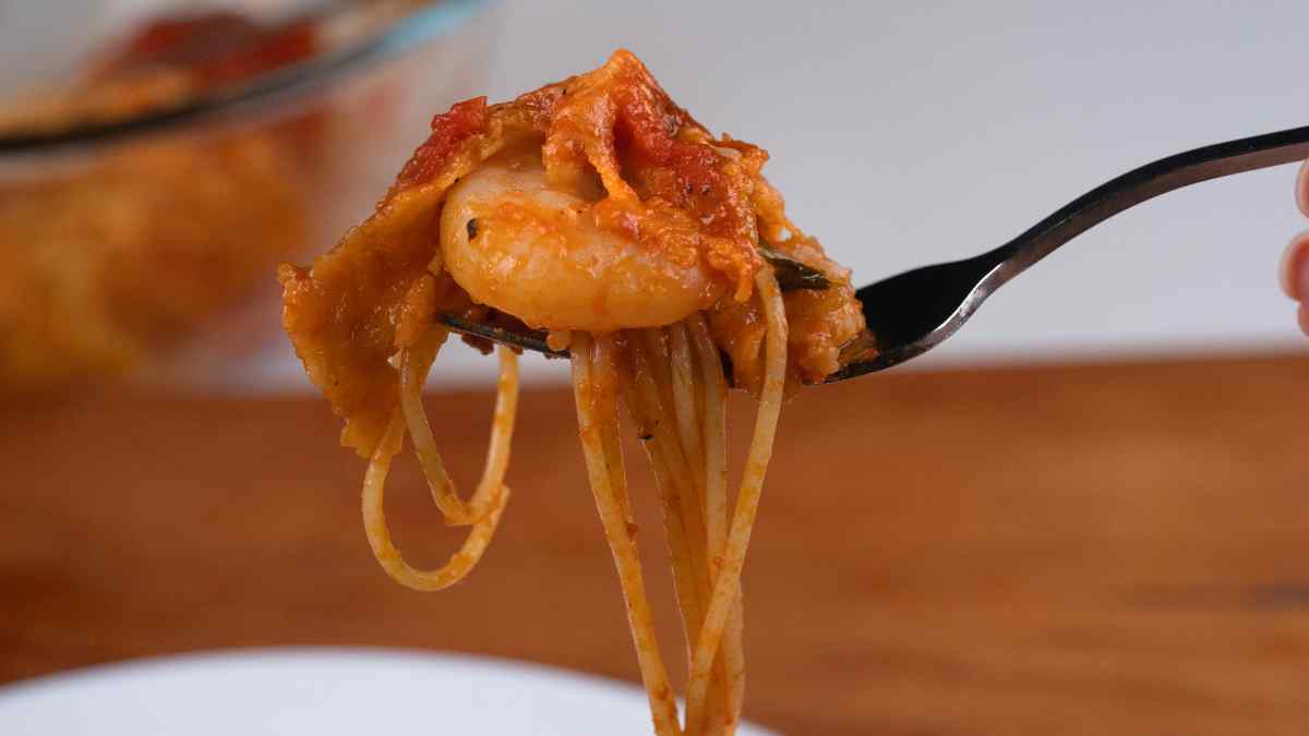 Shrimp Parmigiana over Angel Hair Pasta